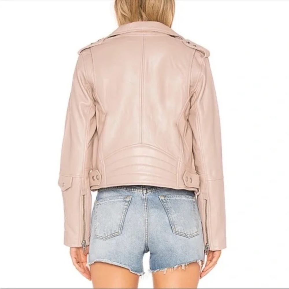 (A8) NEW Blank NYC Pink Genuine Leather Moto Jacket, Size Medium, NWOT - Picture 3 of 14